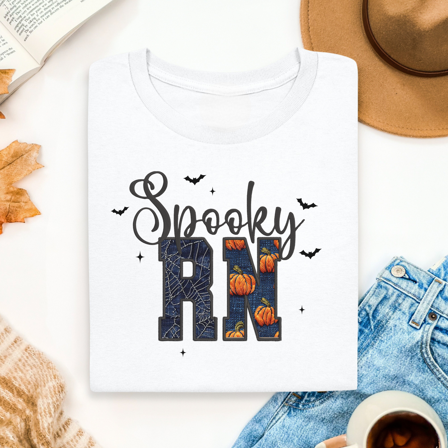 Faux Embroidery Fall Nurse Shirt