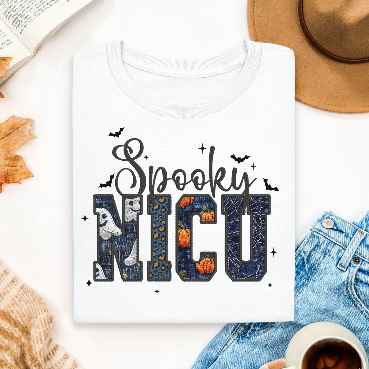 Faux Embroidery Fall Nurse Shirt