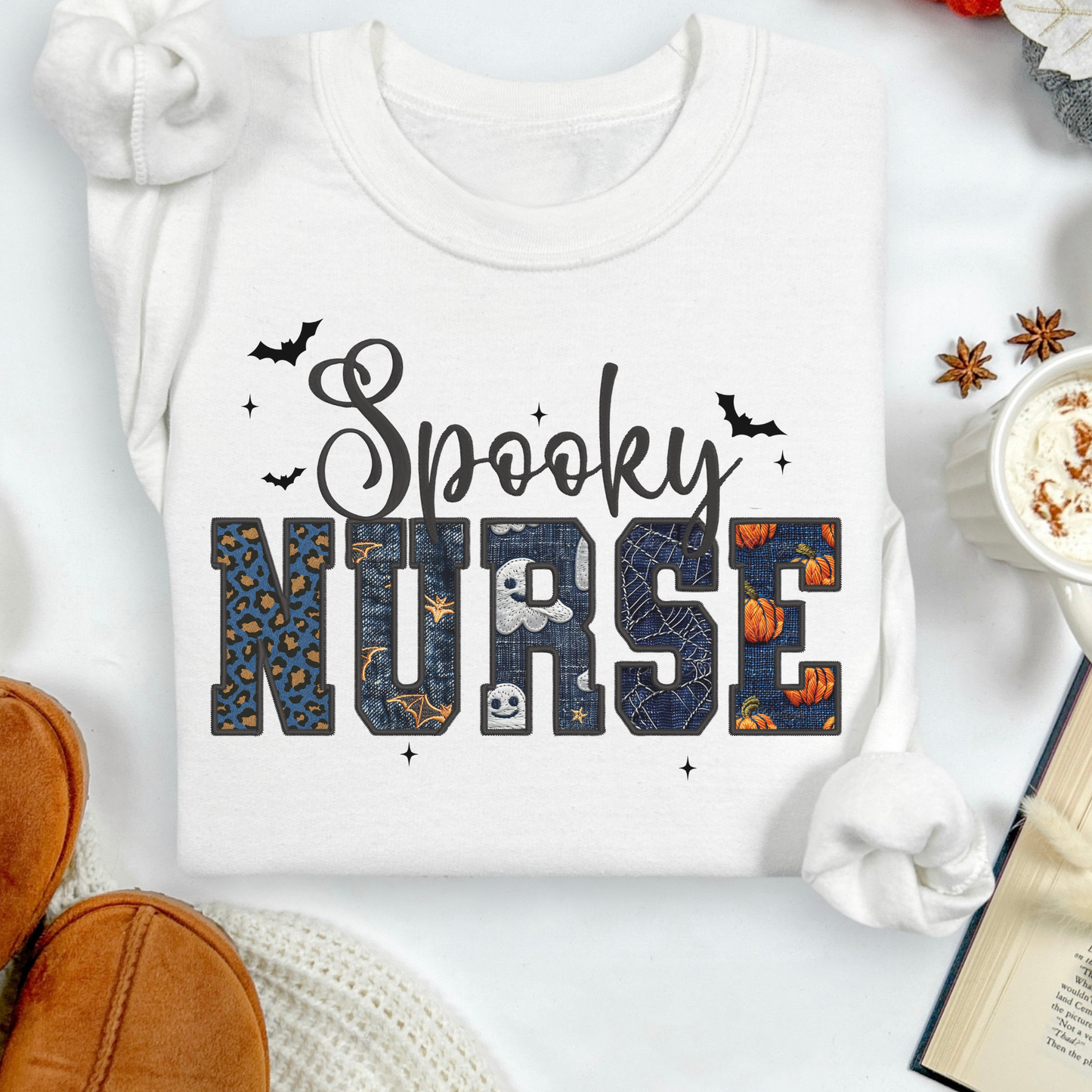 Faux Embroidery Fall Nurse Shirt