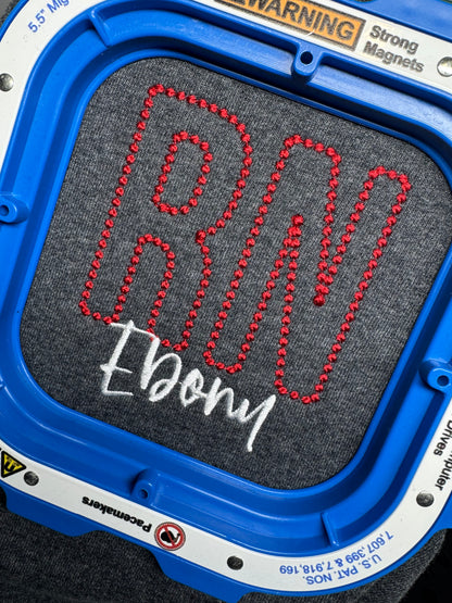 Dotted RN Embroidered Quarter Zip Sweatshirt