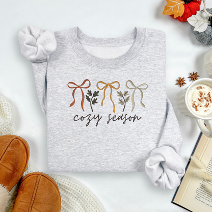Cozy Season Bow Embroidered Sweatshirt