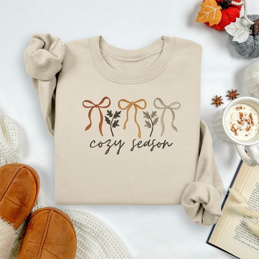 Cozy Season Bow Embroidered Sweatshirt